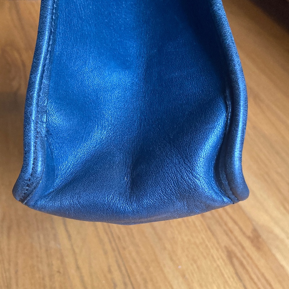 Vintage Navy Handmade Leather Large Tote Bag Handles & Shoulder Strap - Picture 12 of 15